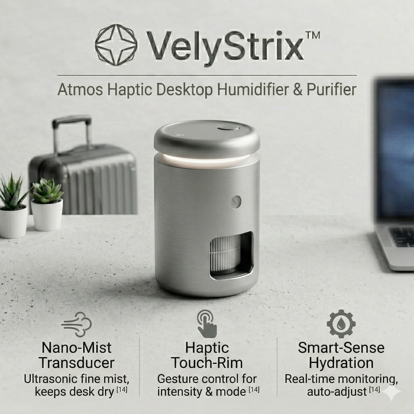 Velystrix™ Atmos Haptic Desktop Humidifier & Purifier