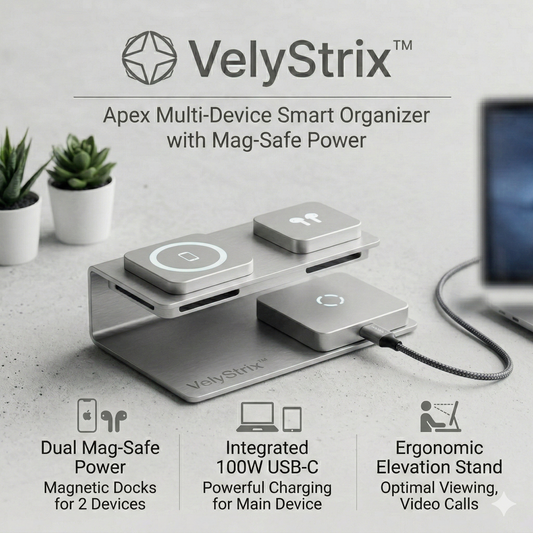 Velystrix™ Apex Multi-Device Smart Organizer with Mag-Safe Power